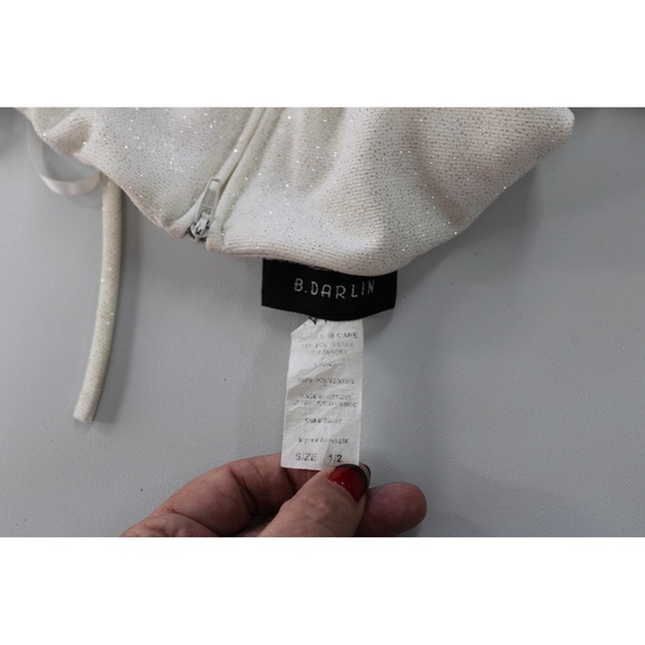 B Darlin Dress Womens 12 Halter Glitter Mini Asymmetrical Party Cocktail Formal - Picture 6 of 7